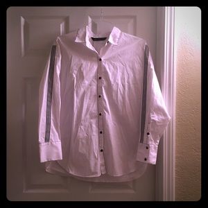 White Button-down Shirt w/Black Trim & Stripes